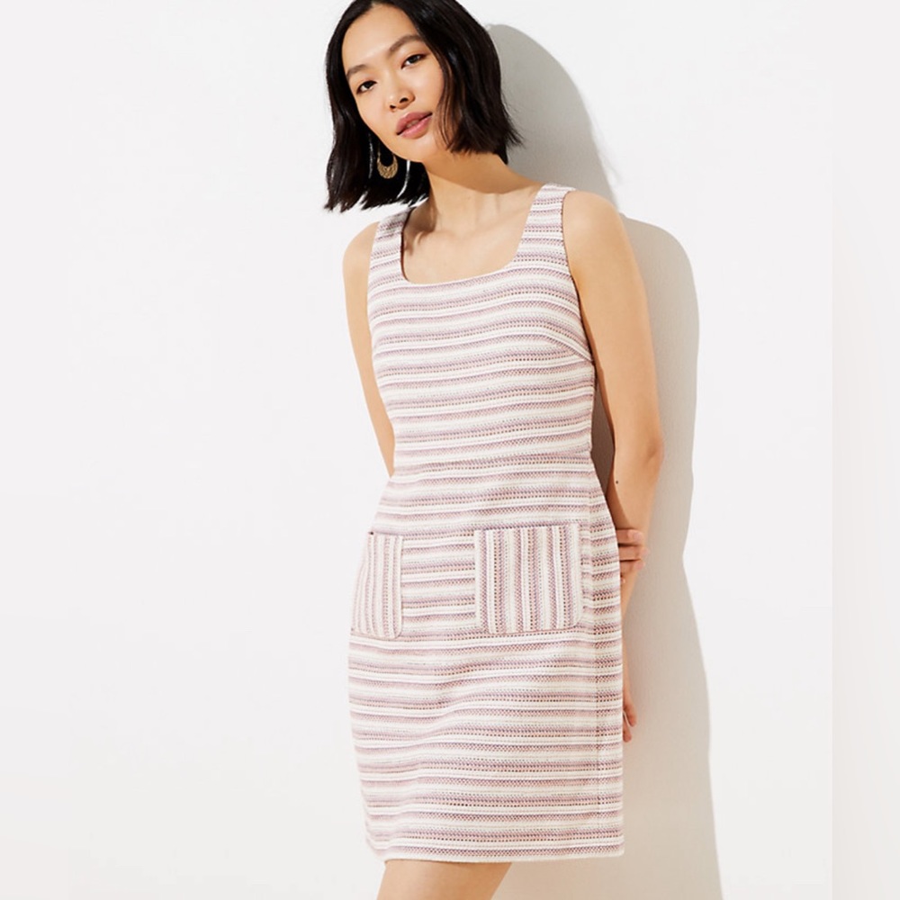 LOFT Textured Stripe Pocket Sheath Dress - size 4